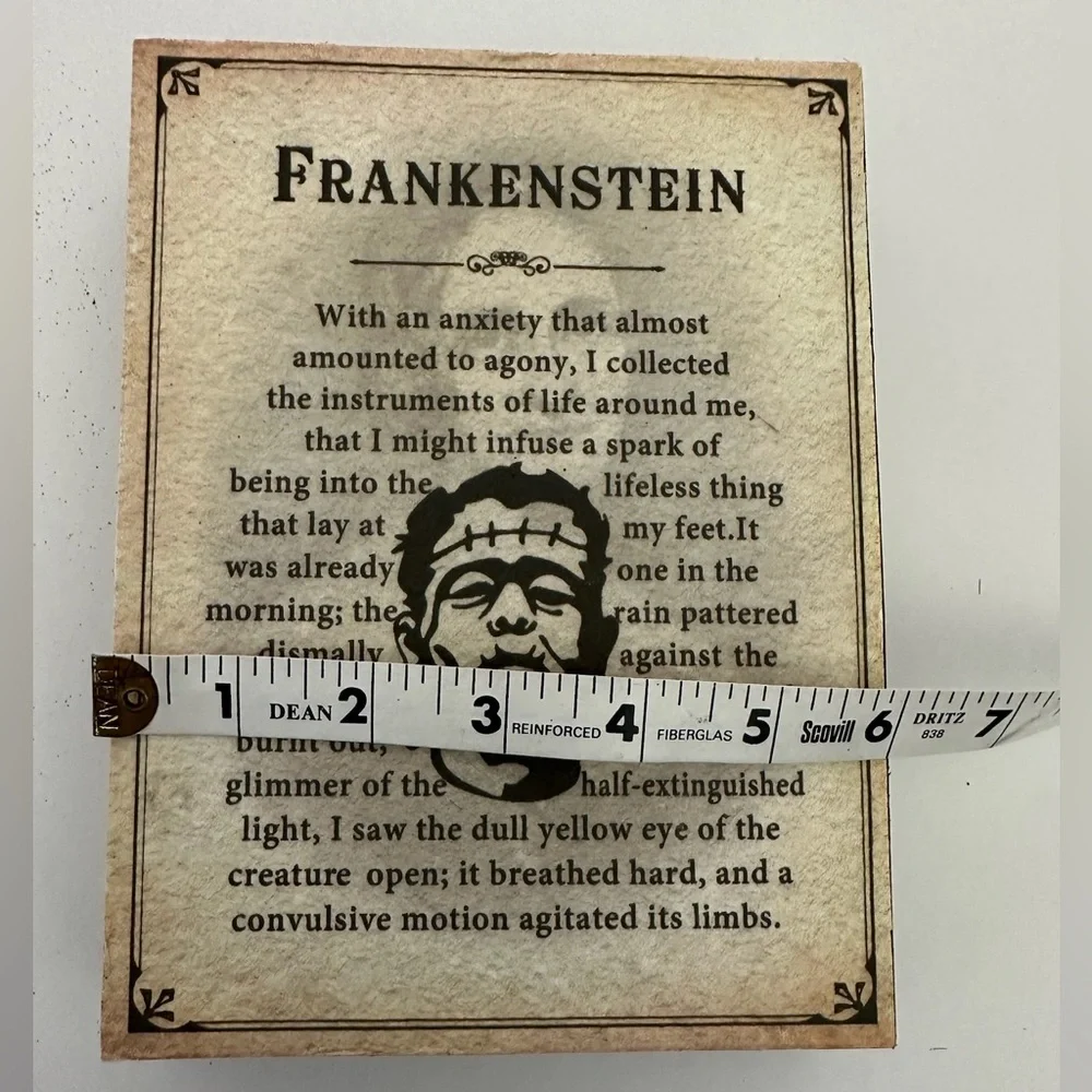 NEW Ashland Halloween Frankenstein Tabletop Décor Vintage Book Page Wall Box 6x8